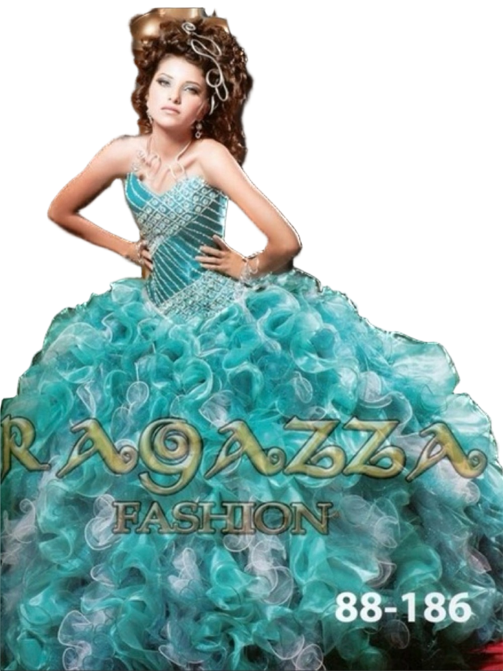 Ragazza Fashion Andaluna Costura Aqua Ball Gown Prom Dress Size 6